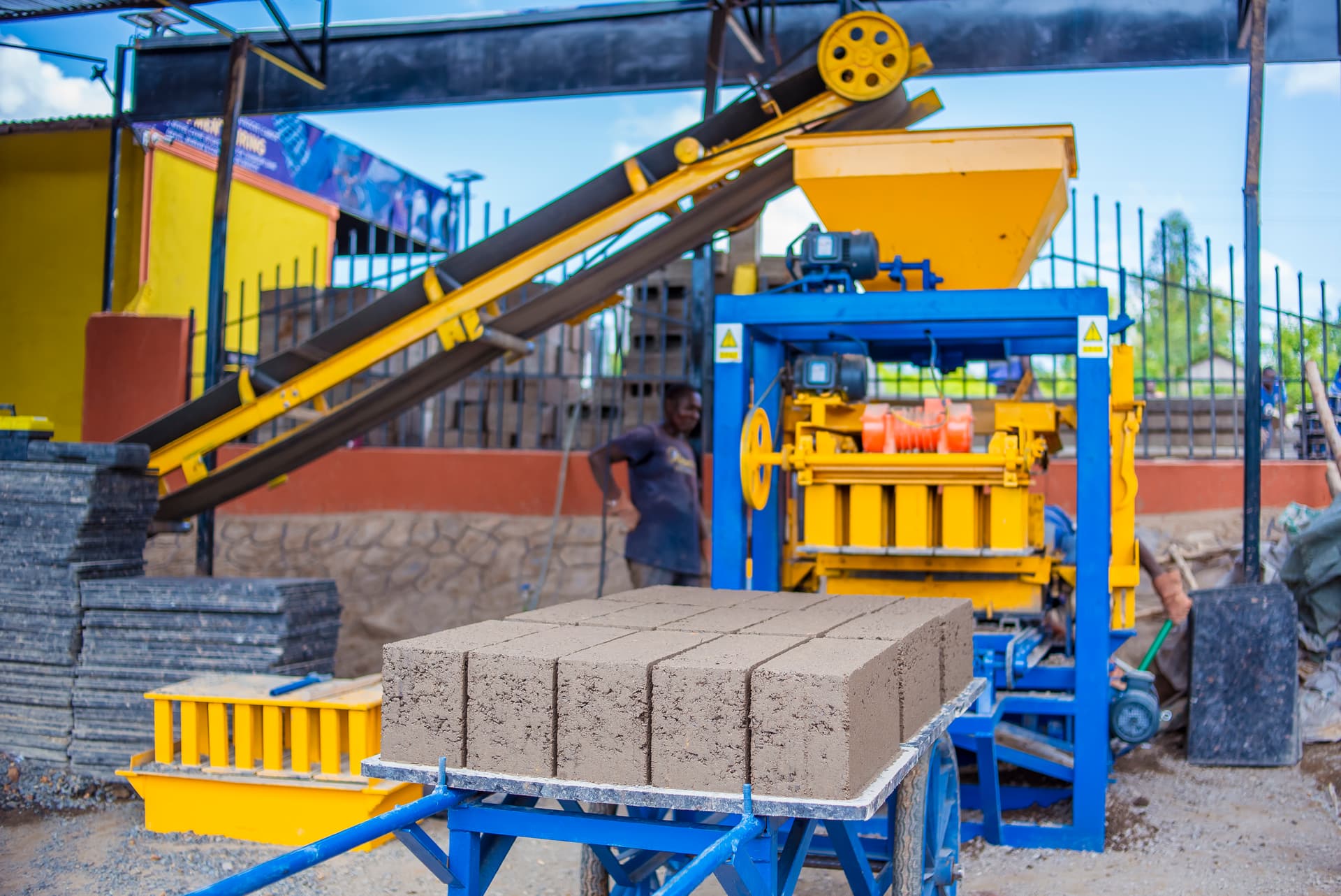 Alexon team operating the block-making line